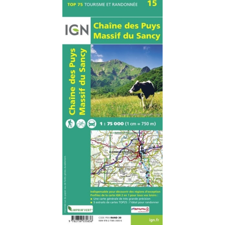 Carte IGN "Chaîne des Puys - Massif du Sancy"