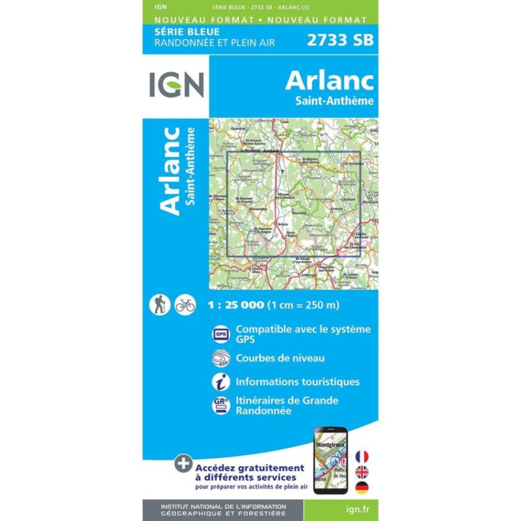 Carte IGN " Arlanc / St-Anthème"