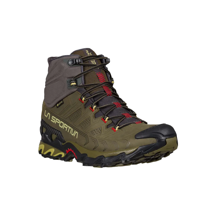 Chaussures La Sportiva "Ultra Raptor II Mid Leather Wide GTX Ivy/Tango Red" - Homme