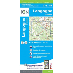 Carte IGN "2737SB LANGOGNE-GRANDRIEU"