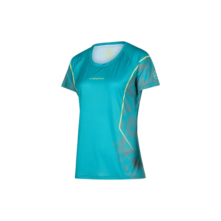 T-shirt de trail La Sportiva "Pacer T-shirt W Lagoon/Cherry Tomato" - Femme